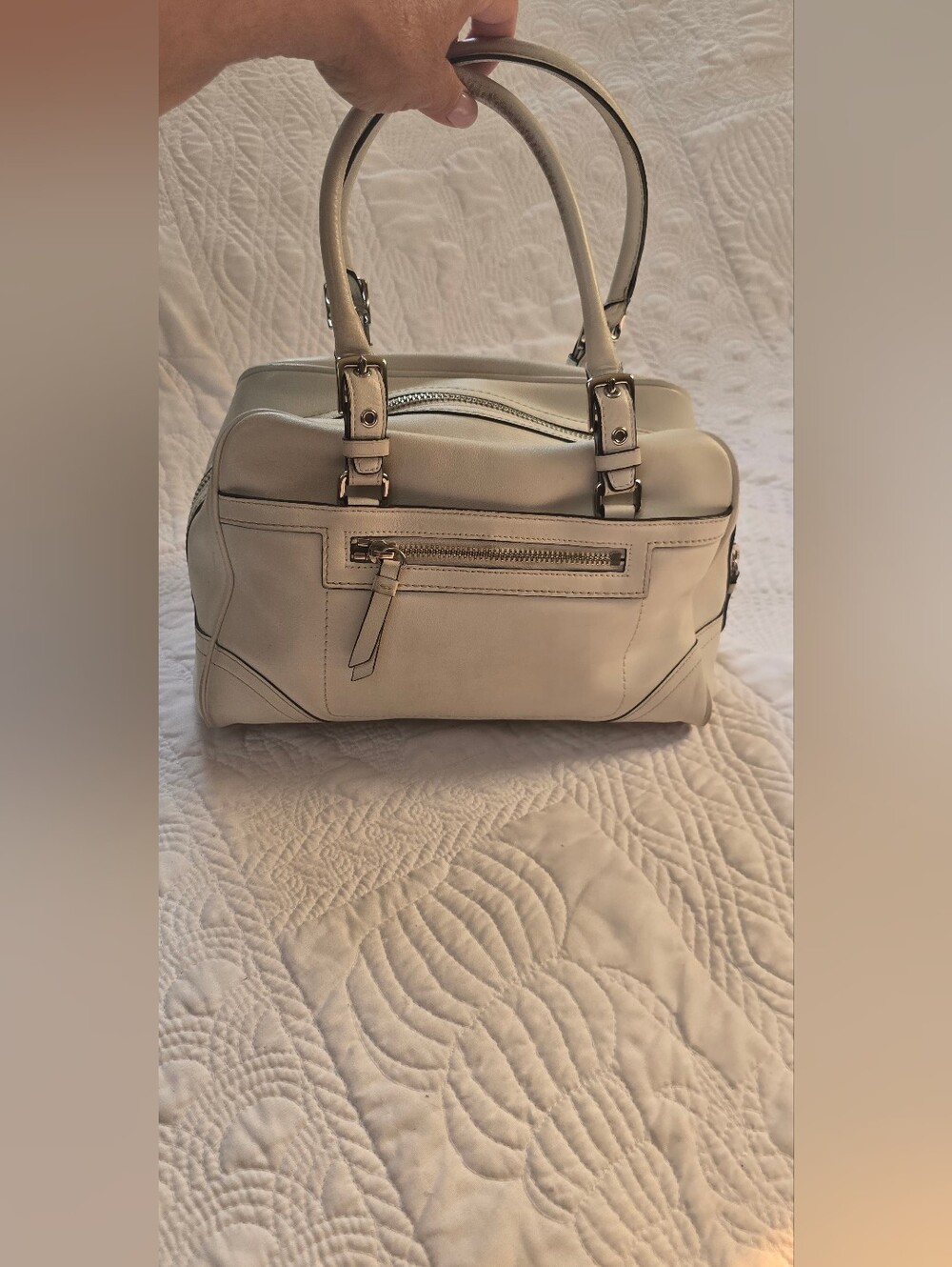 Coach Boston Leather Satchel Bag, Color: Chalk, Vintage